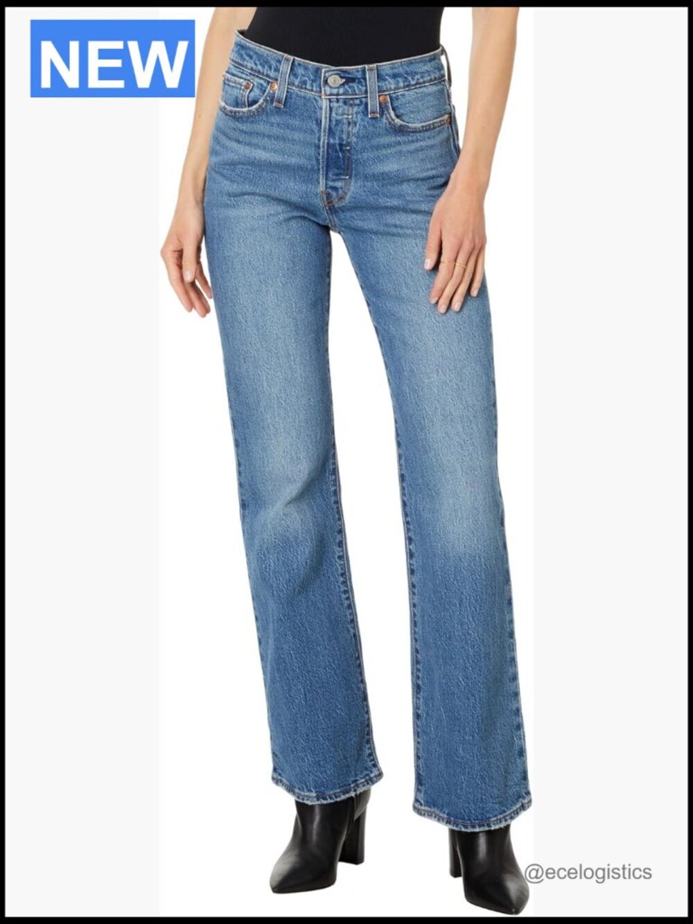 Mid Rise Bootcut Stretch Cotton Jeans